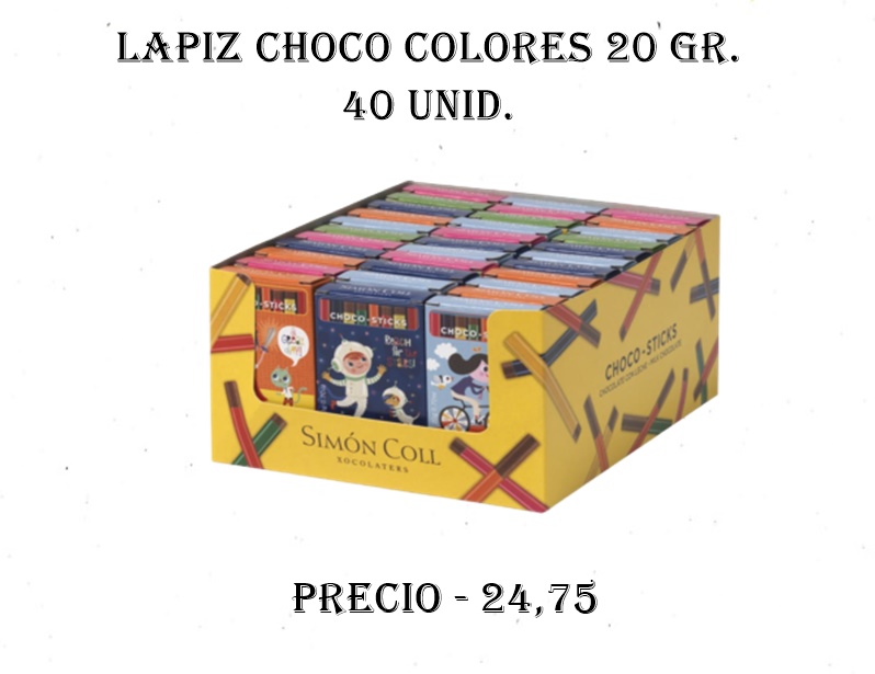 LAPIZ CHOCO COLORES 20 GR. 40 UNID.