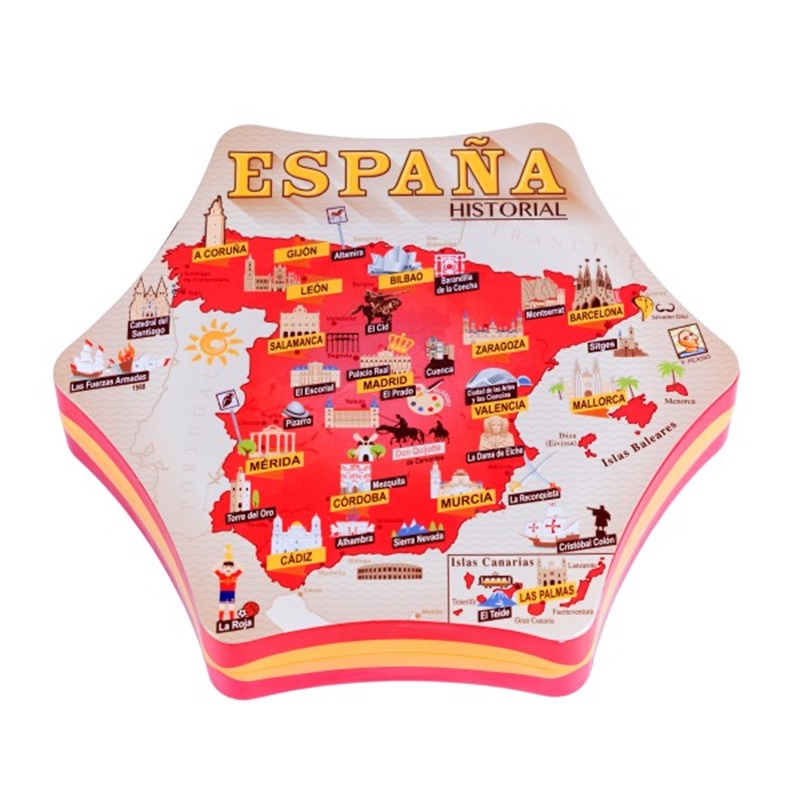v10042 Lata Hexa. Mapa España caramelo 255 G